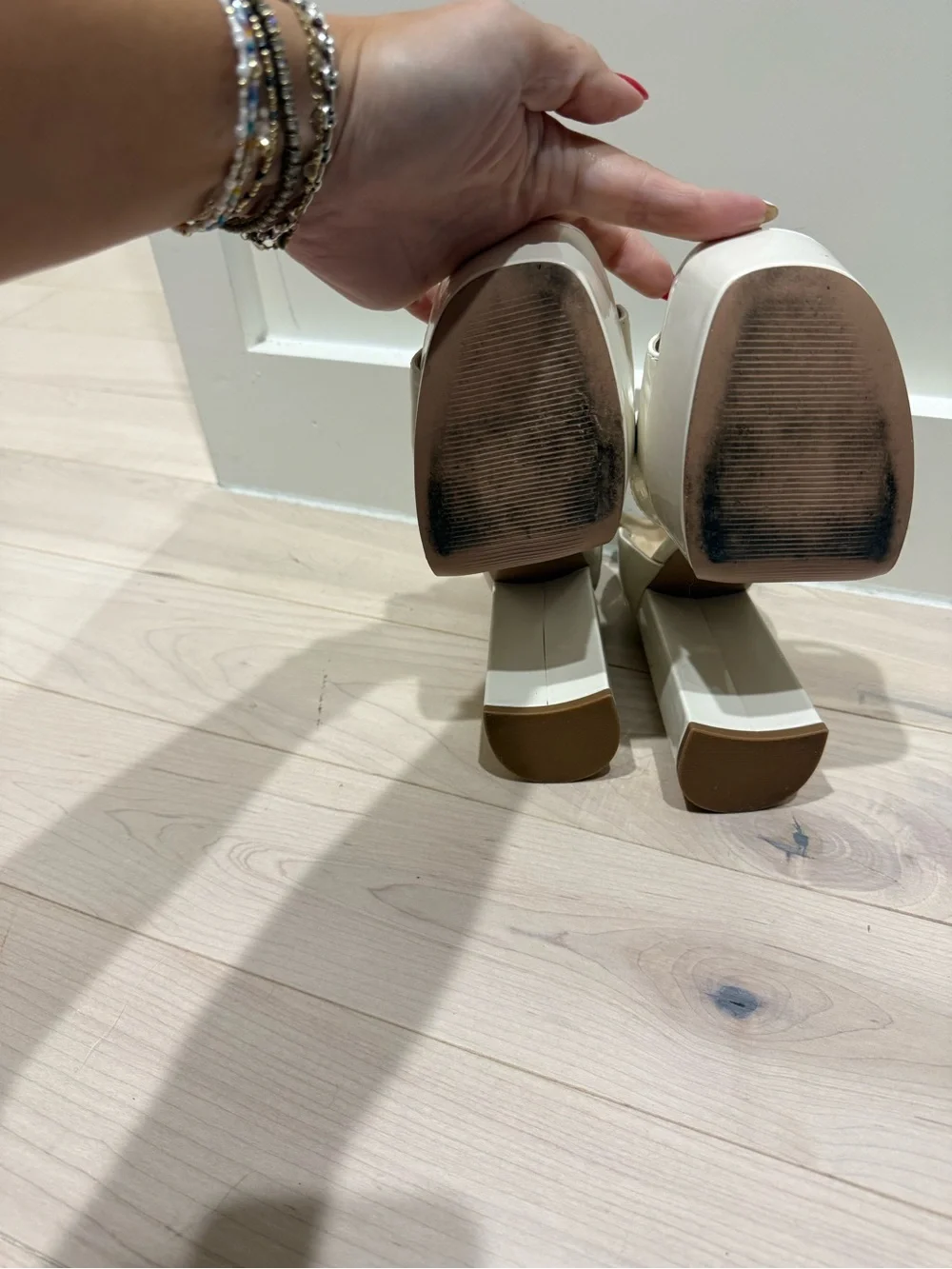 Mix No. 6 Ivory Patent Platform Ankle-Strap Sandals